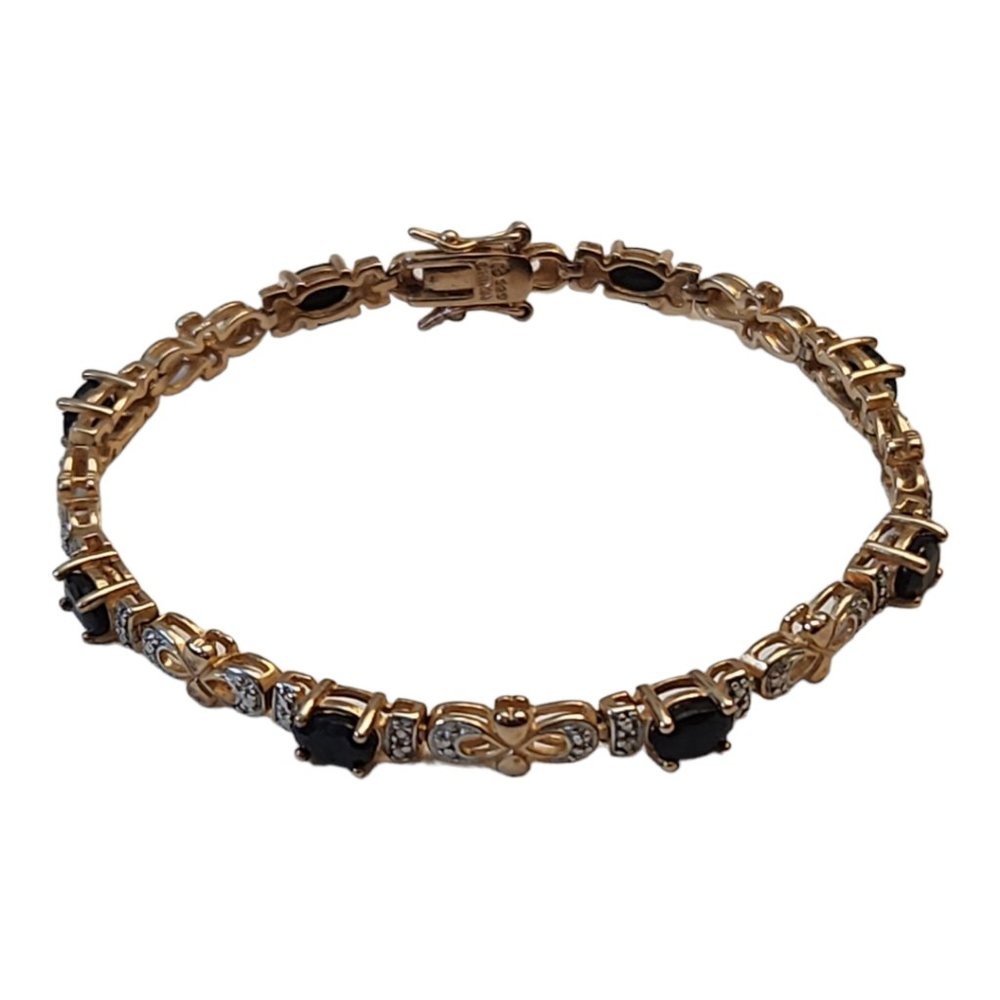 Prime Art & Jewel Sapphire Diamond Tennis Bracelet